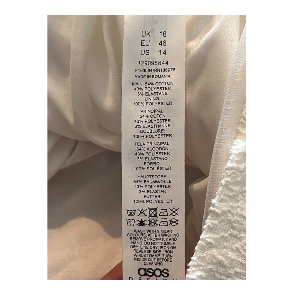 ASOS Design dress strappy textured minidress white size 14 - Picture 7 of 8